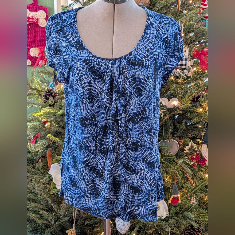 Michael Kors Black and Blue Patterned Blouse